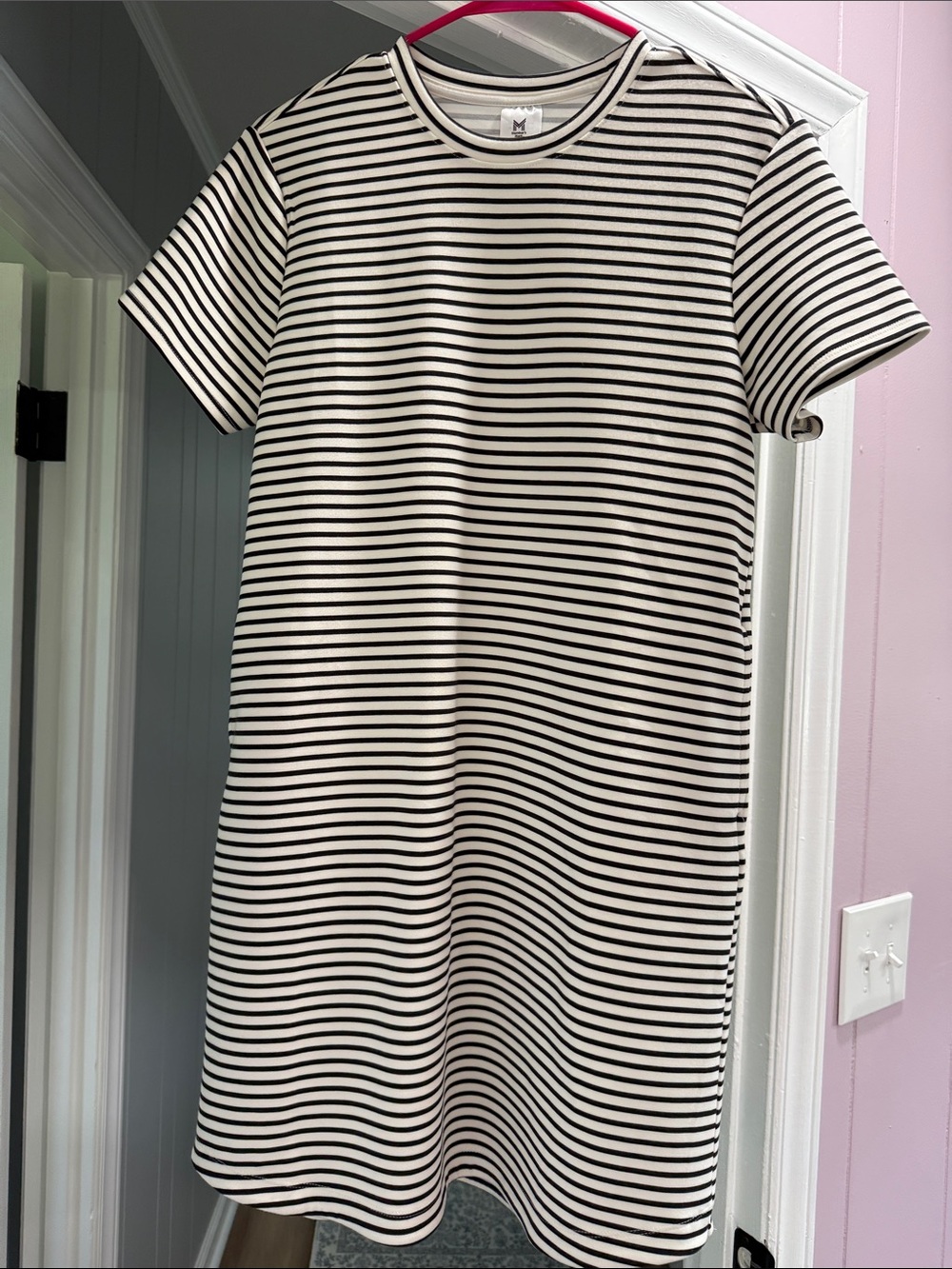 Classic Black & White Striped T-Shirt Dress
